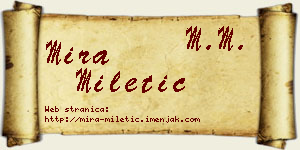 Mira Miletić vizit kartica
